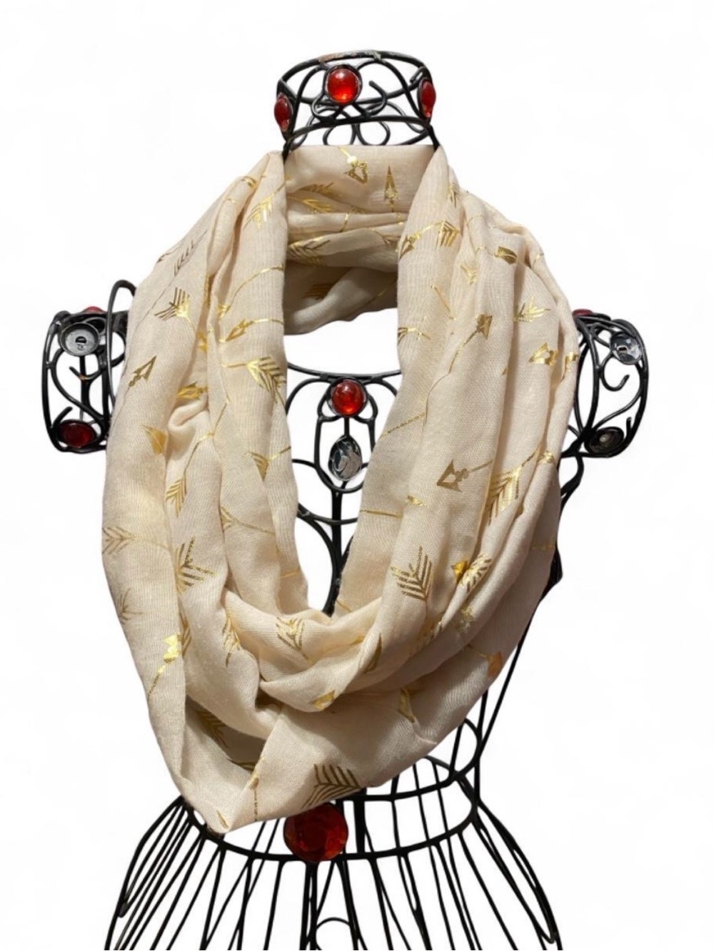 Cream gold arrow archery infinity scarf